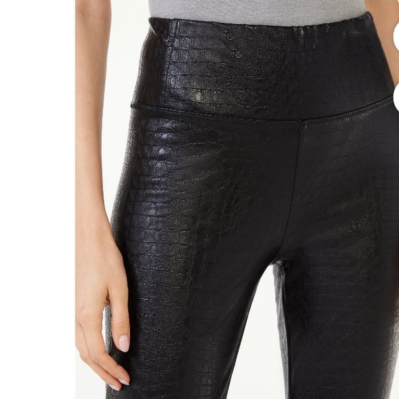 Scoop Womens Faux Leather Croc Embossed Legging Small - Picture 3 of 5